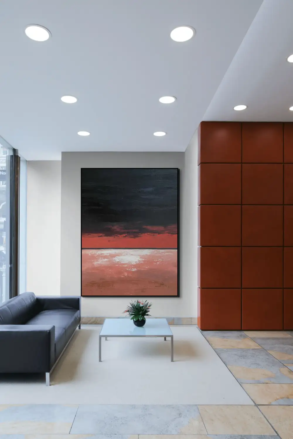 FEUERHORIZONT – ABSTRAKTES BILD (AAA 142) 11 artonline - Abstrakte Gemälde auf Leinwand mit schwarzer, roter und weißer Komposition im dramatischen Stil