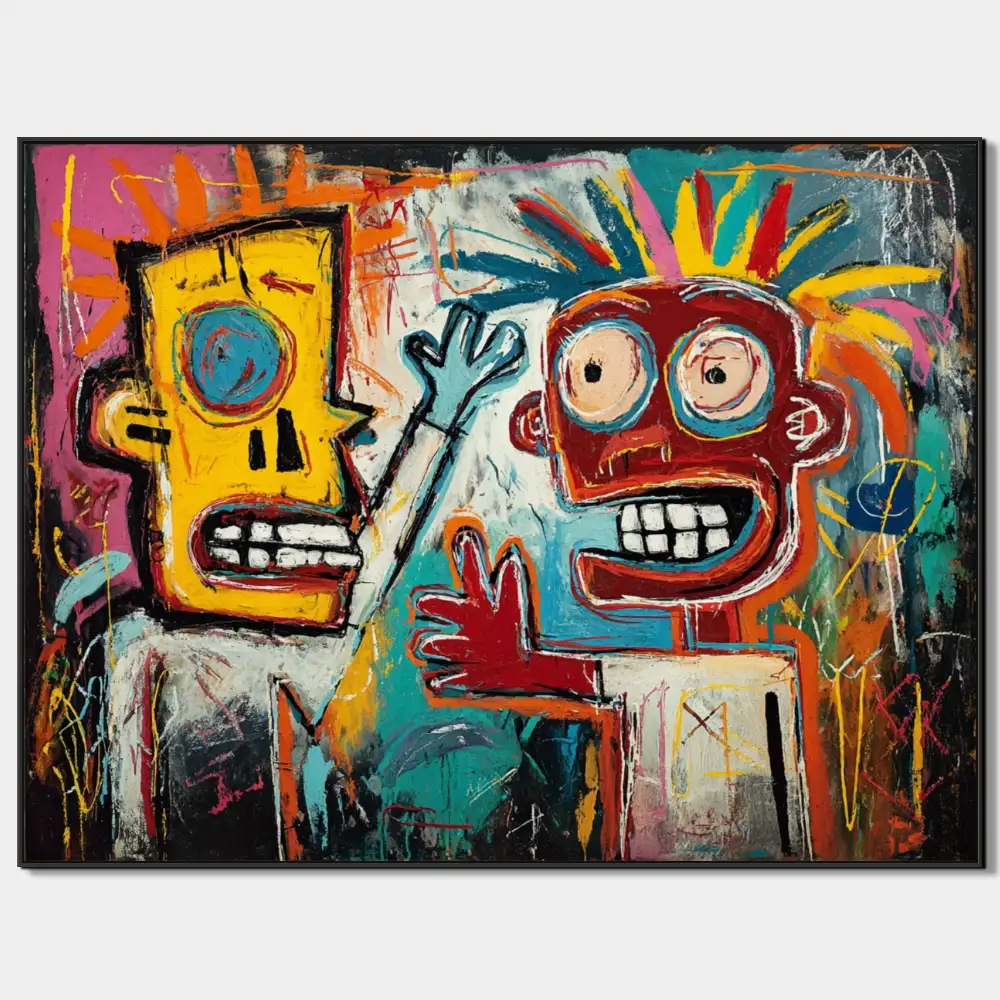 DIVOKÁ DEBATA - STREET ART OBRAZ (ASA 906) 1 Street-Art-Gemälde mit ausdrucksstarken Figuren, leuchtenden Farben und energischer Handschrift