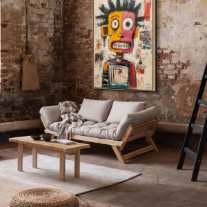 artonline – Street-Art-Graffiti-Bild mit markantem Gesicht und satten Farben im Stil der modernen Kunst