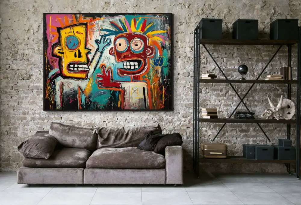 DIVOKÁ DEBATA - STREET ART OBRAZ (ASA 906) 9 Street-Art-Gemälde mit ausdrucksstarken Figuren, leuchtenden Farben und energischer Handschrift