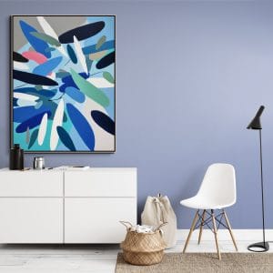 artonline – Originální obraz s plynulými tvary v modré abstraktní kompozici