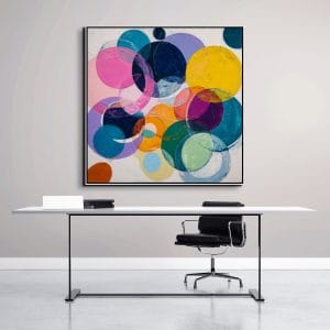 Obraz do jídelny s abstraktní kompozicí a jemnými propojenými tvary