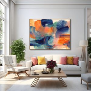 Malba na plátno s dynamickým prouděním barev a výraznými tahy štětce