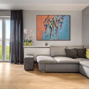 artonline – Obraz běhání Maraton v dynamické akrylové malbě