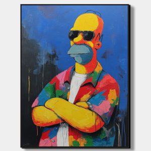 artonline – Pop art obraz Klidný Homer s brýlemi a barevnou košilí
