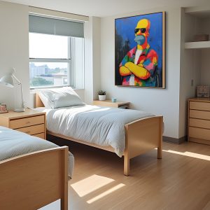 artonline – Pop art obraz Klidný Homer s brýlemi a barevnou košilí