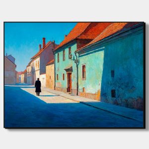 artonline – obraz nad sedačku s klidnou městskou ulicí