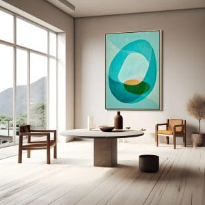 artonline – Obrazy na zeď do obýváku s jemnými organickými tvary v modré