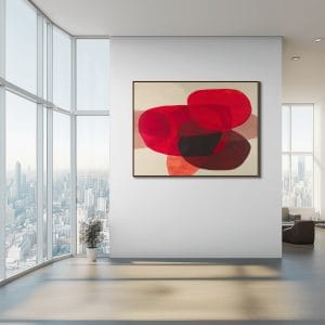Oblá rovnováha – dekorace do kanceláře v červené abstrakci