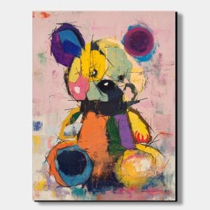 Měkký rebel – dárek do nového domu s barevným medvídkem