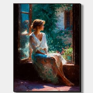 Jemný ručně malovaný obraz – Vhodný obraz do ložnice s ženským motivem