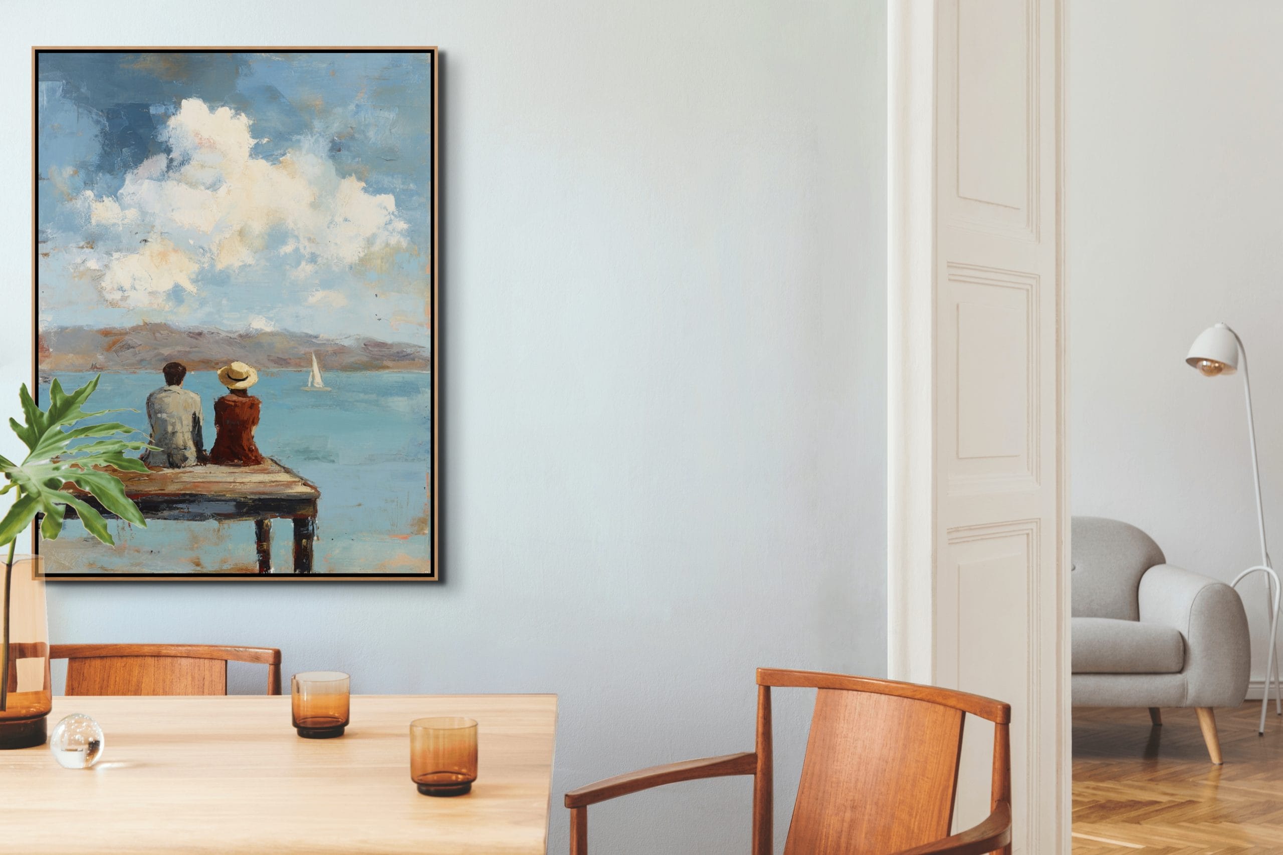 NA KONCI MOLA - IMPRESIONISTICKÝ OBRAZ (AIA 327) 9 Jemná dekorace na zeď do ložnice s klidnou scénou u vody