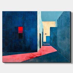 Ručně malovaný motiv městského prostoru – Obraz ulice na plátně