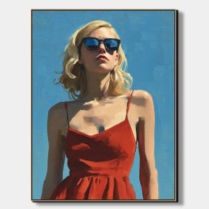 Velké obrazy do obýváku – žena v červených šatech