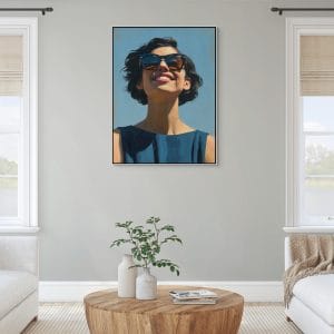 Ručně malované portréty – žena se slunečními brýlemi