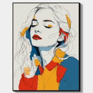 Dárek do domácnosti v podobě jemného portrétního obrazu s barevnými akcenty