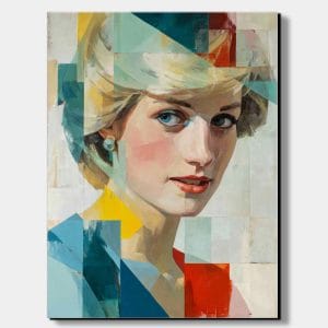 Obrazy Lady Diany zachycují expresivní portrét ženy s jemnou emocí