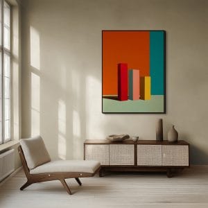 Letní geometrie – minimalistické obrazy s barevnými hranoly