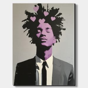 Pop art ručně malovaný portrét s výraznou barevností a emocí