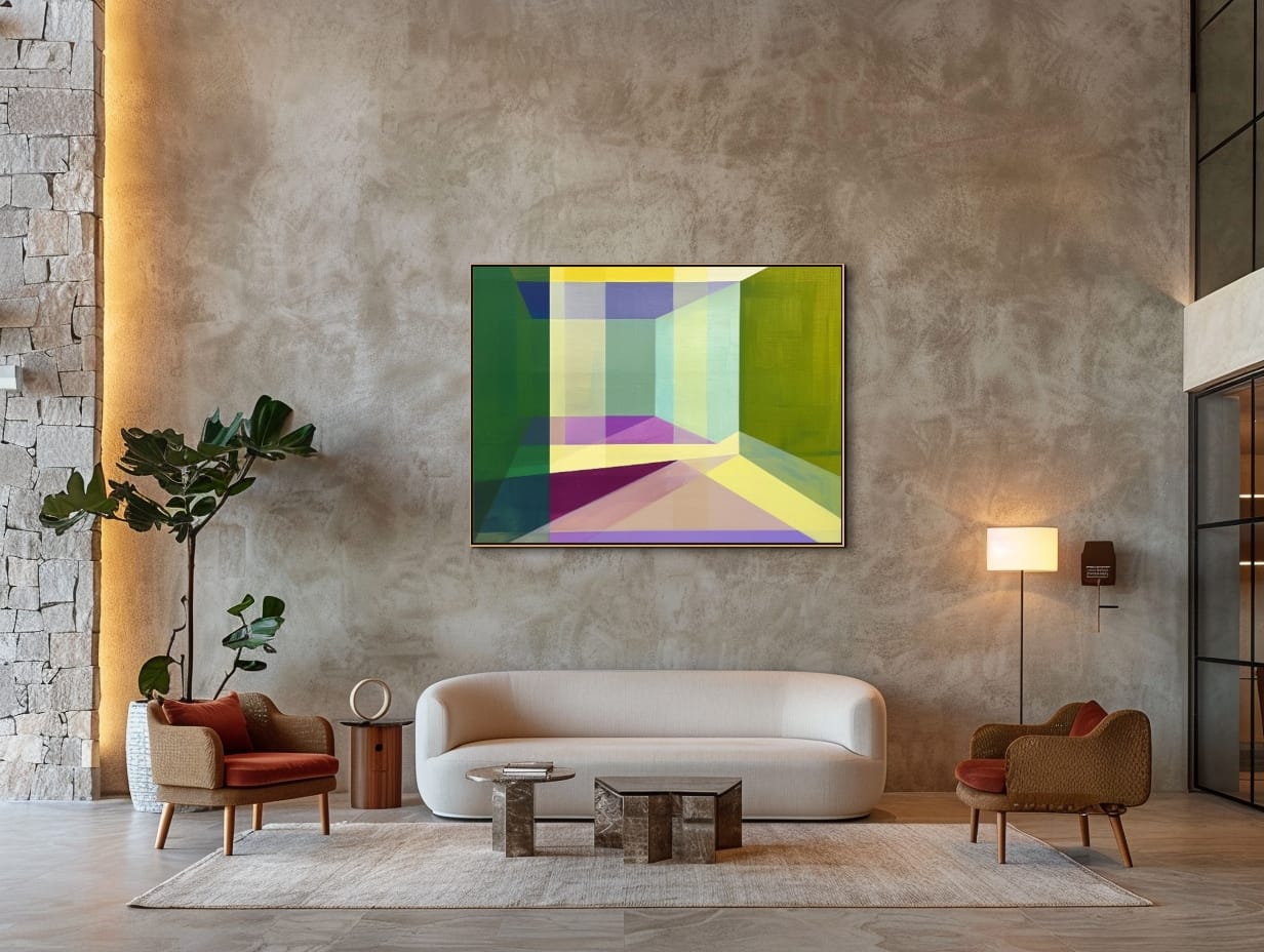 GEOMETRIE ROVIN - AG 04 4 Moderní geometrický obraz Perspektiva barev – AG 04
