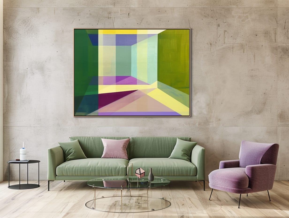GEOMETRIE ROVIN - AG 04 5 Moderní geometrický obraz Perspektiva barev – AG 04